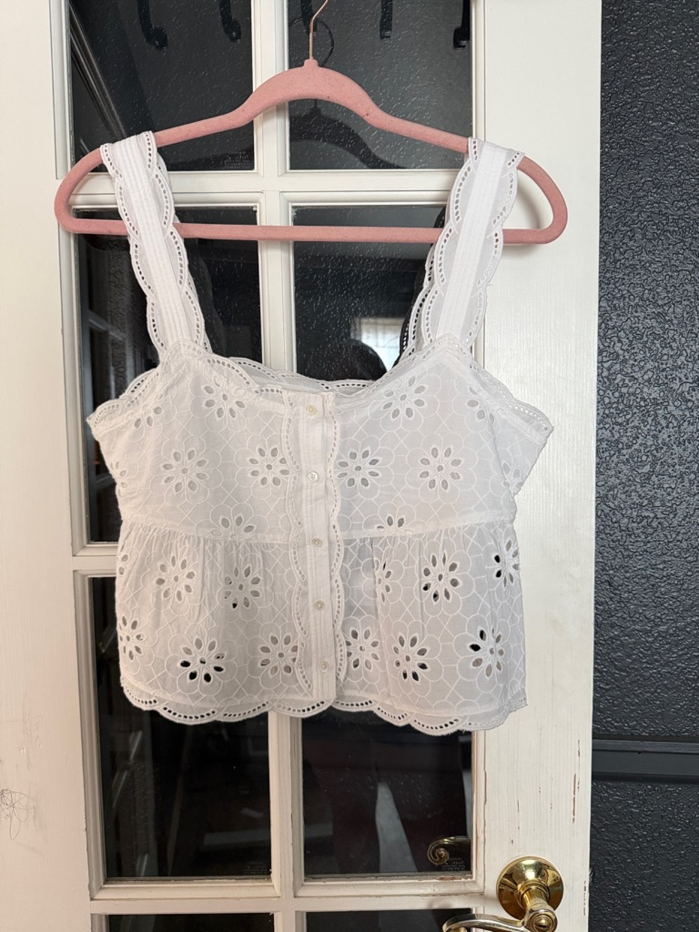 The Kooples White Eyelet Floral Cutwork Button-Front Camisole